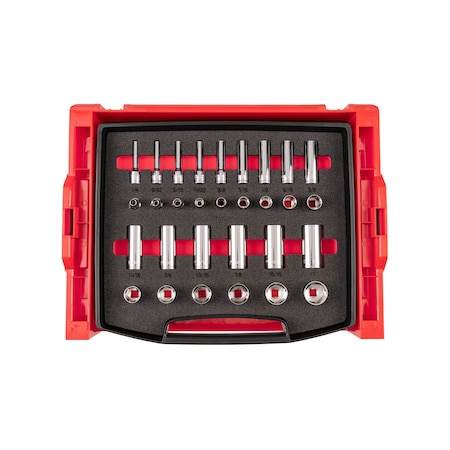 Tekton 3/8 Inch Drive 6-Point Socket Set with Open Top Drawer and Rack, 30-Piece 1/4-1 in. OLB94305
